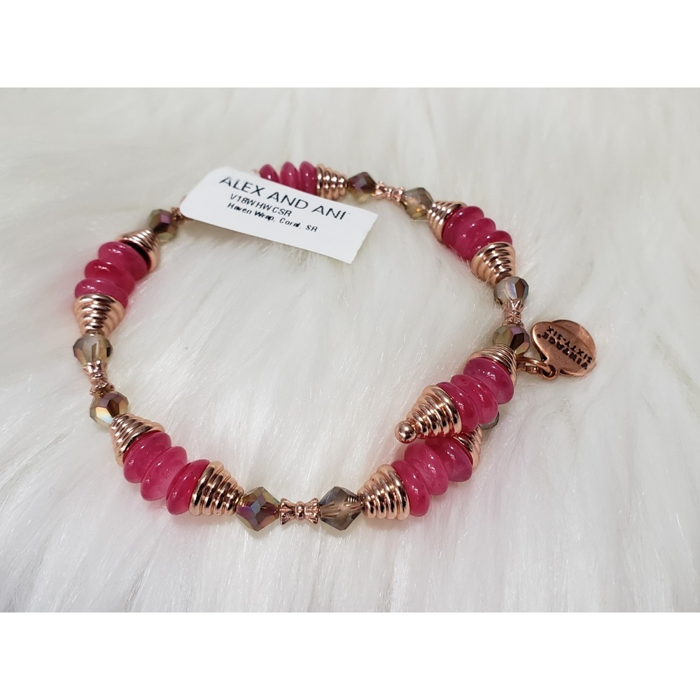 Alex and Ani HAVEN Summer Daze Wrap CORAL pink gold‎ bracelet beaded